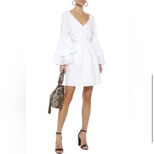 Rebecca Minkoff Melly Eyelet Bell-Sleeve Wrap Dress - S 🤍